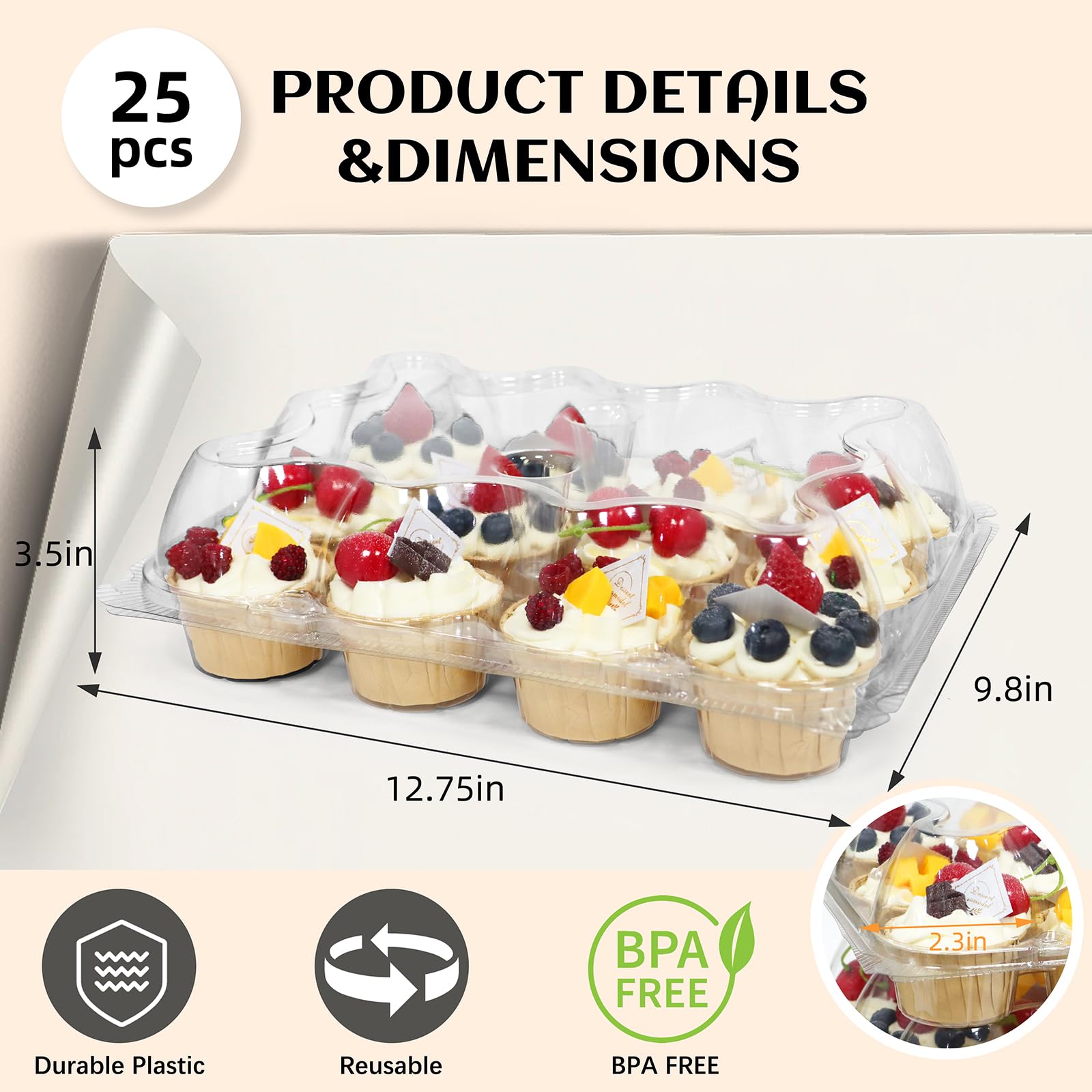 WIKDAY clear plastic cupcake boxes showcase desserts with high visibility.