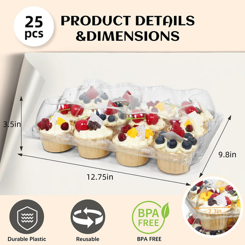WIKDAY clear plastic cupcake boxes showcase desserts with high visibility.