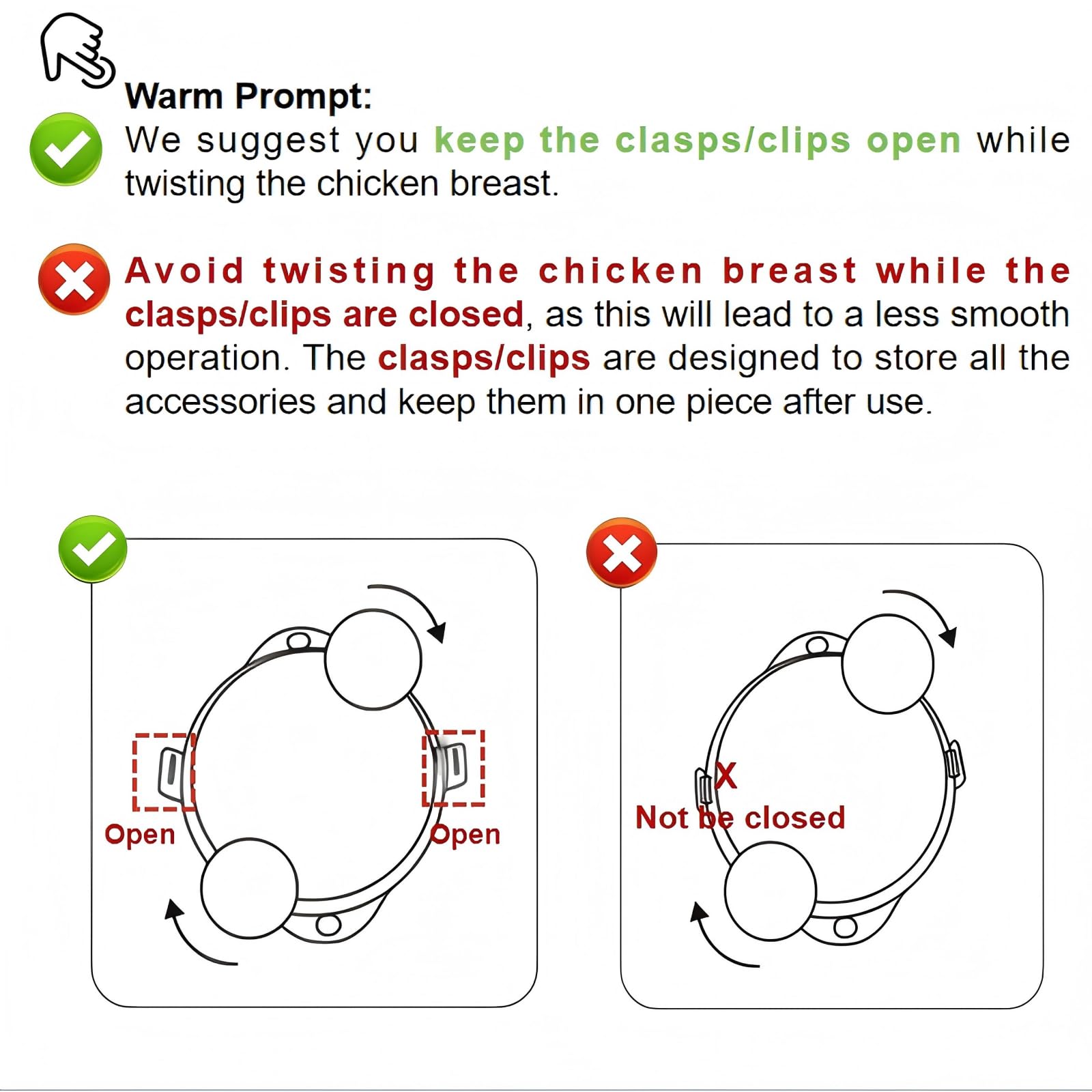 Wiki Jooy chicken shredder hanging holes — convenient drying and storage after washing.