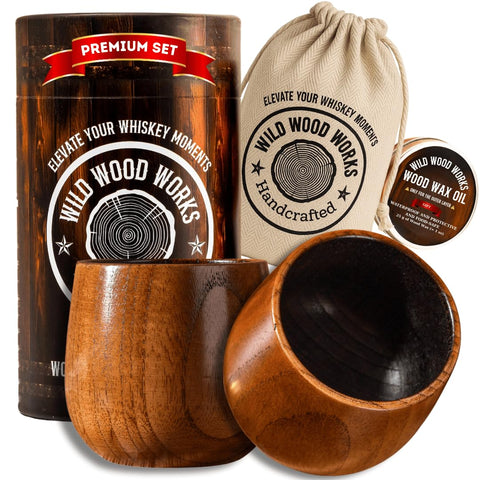 Wild Wood Works charred interior bourbon glass highlights smoky aroma