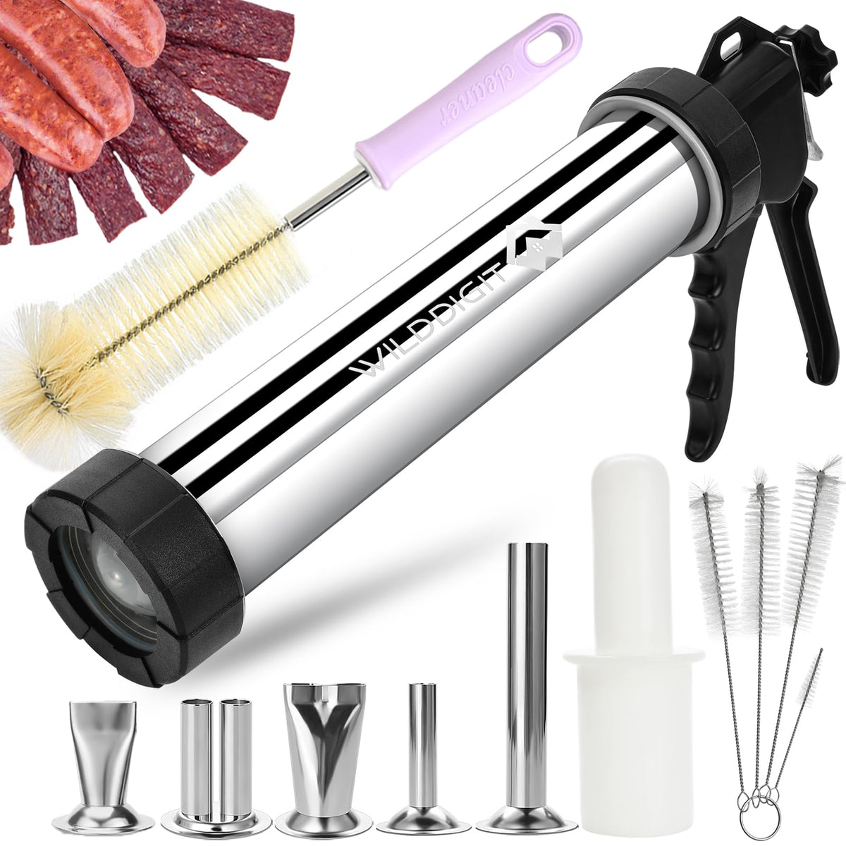 WILDDIGIT jerky gun cannon provides consistent texture for homemade jerky.