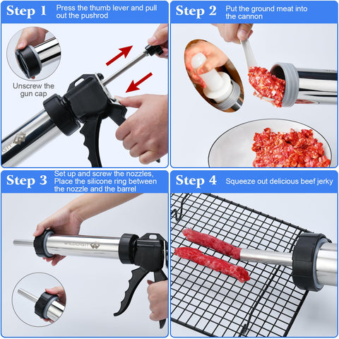 WILDDIGIT meat pusher assists loading without mess.