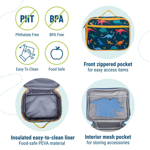 Wildkin durable polyester lunch box withstands daily use and is easy to clean