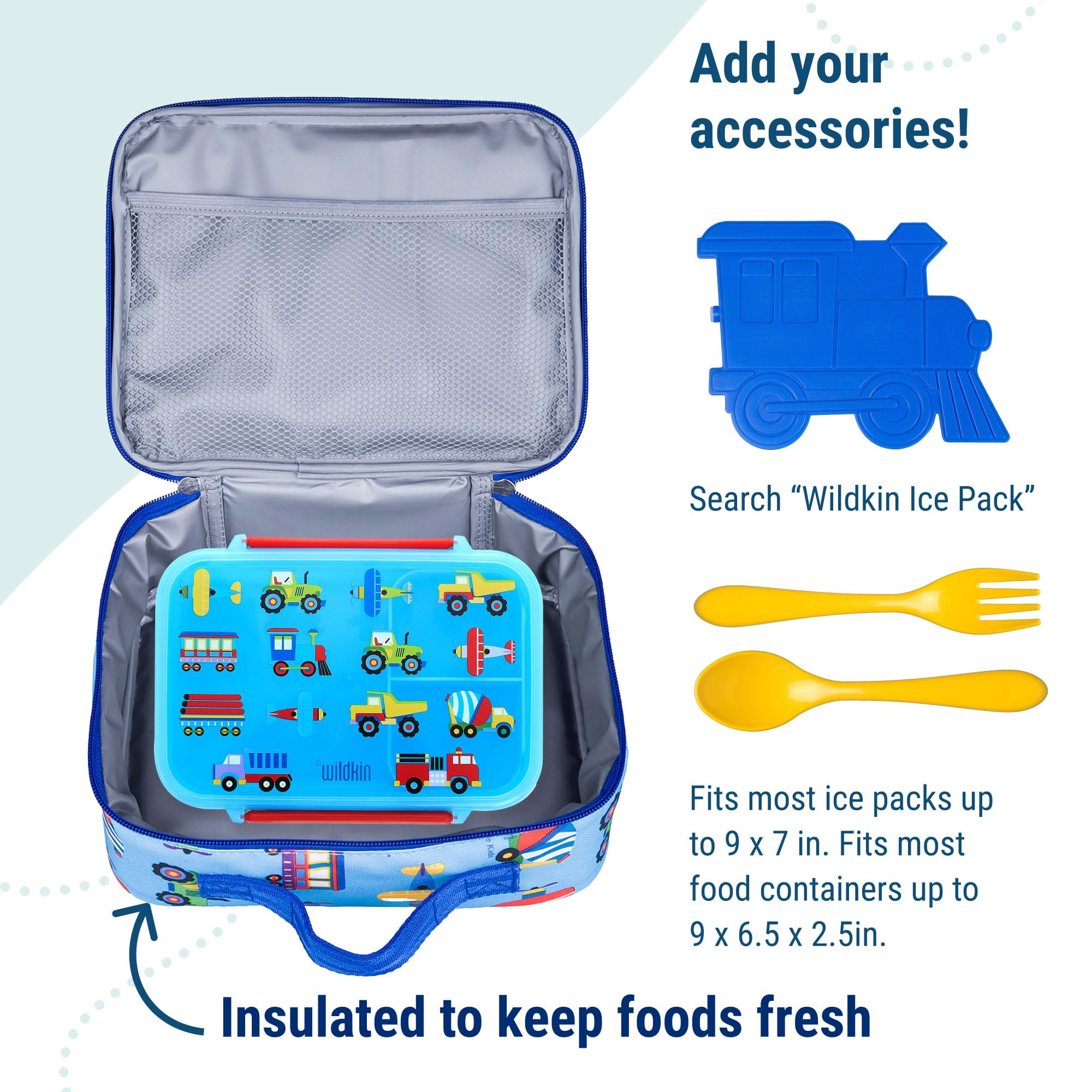 Insulation helps maintain temperature in the Wildkin lunch box during the day.