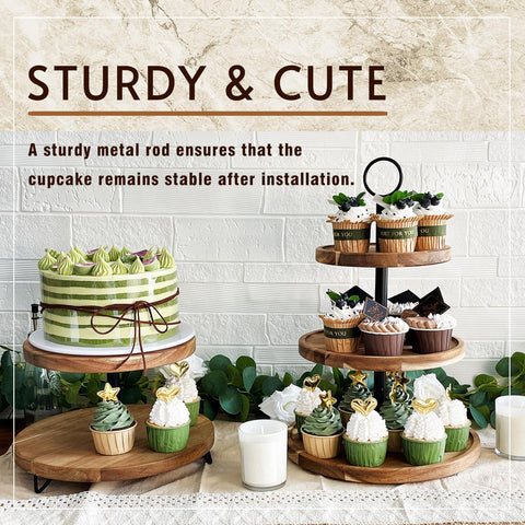WILDMOS 3-tier cupcake stand bottom plate provides sturdy dessert storage at gatherings.