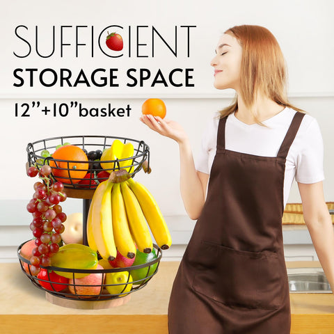 WILDMOS fruit basket banana hanger top view showcases convenient hanging for bananas.