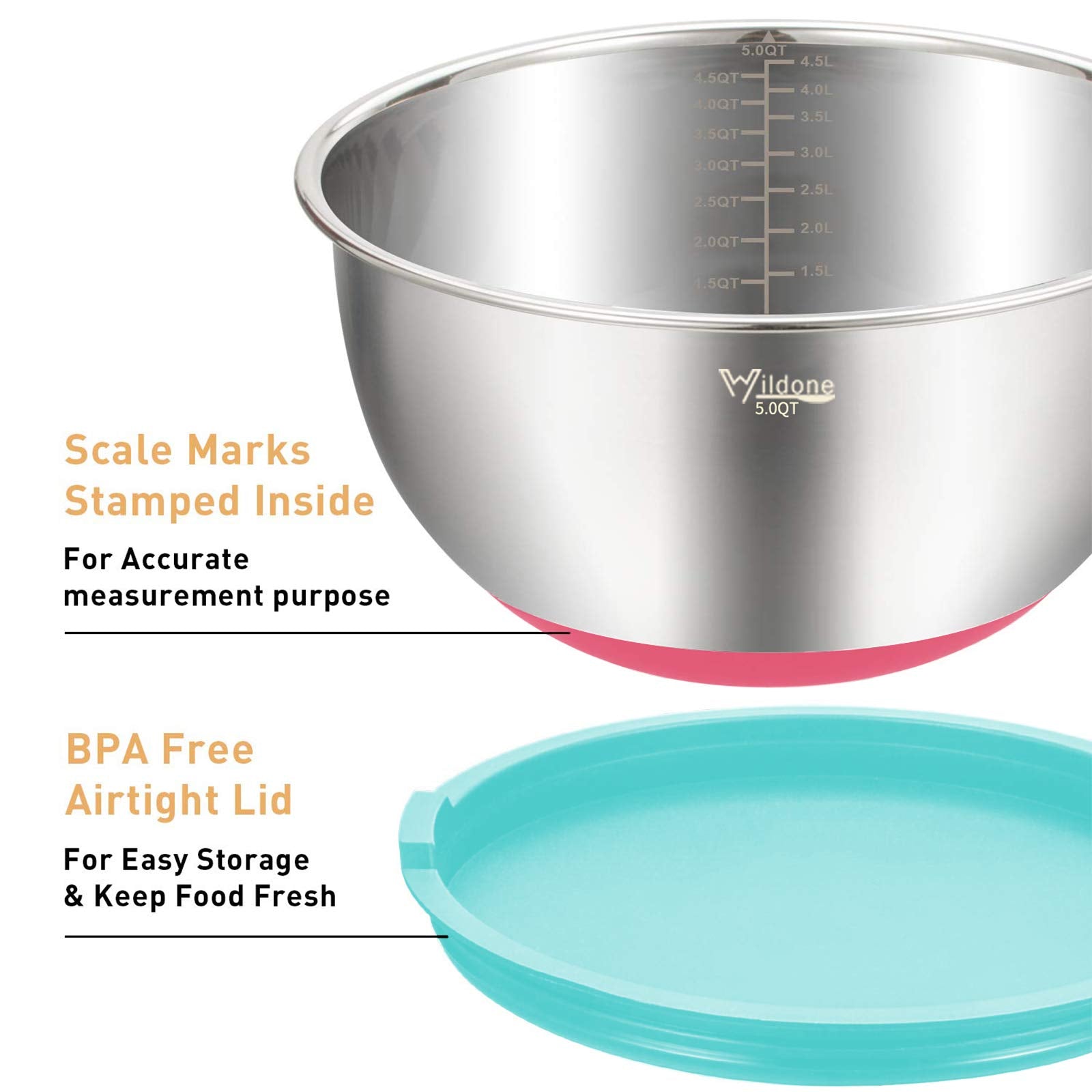 Wildone airtight lids with bowls ensure fresh food storage and easy sealing.
