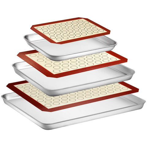 Wildone 16-inch baking sheet with silicone mat for even browning and easy cleanup.