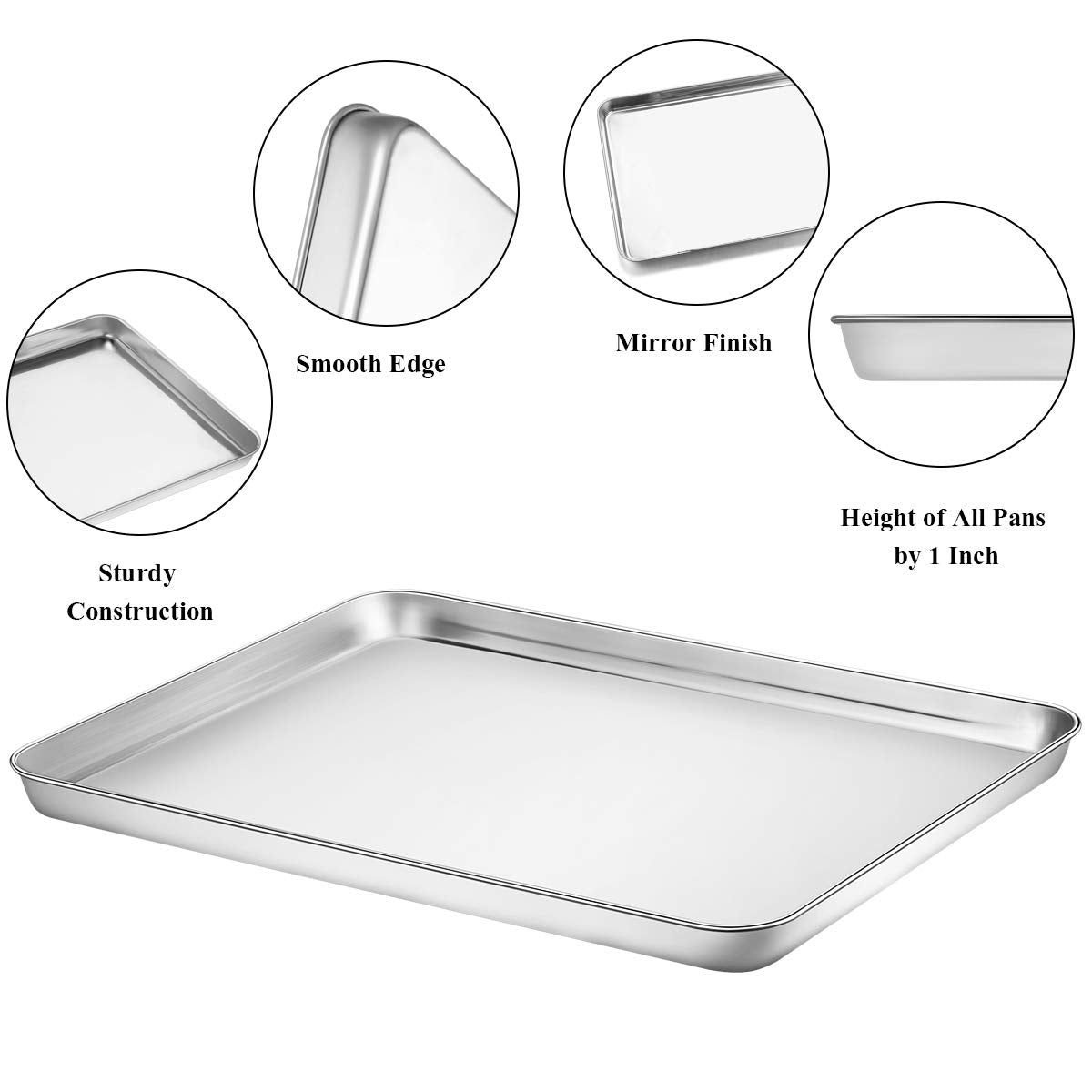Wildone baking sheet with smooth roll edges reduces snag risk during transfer.