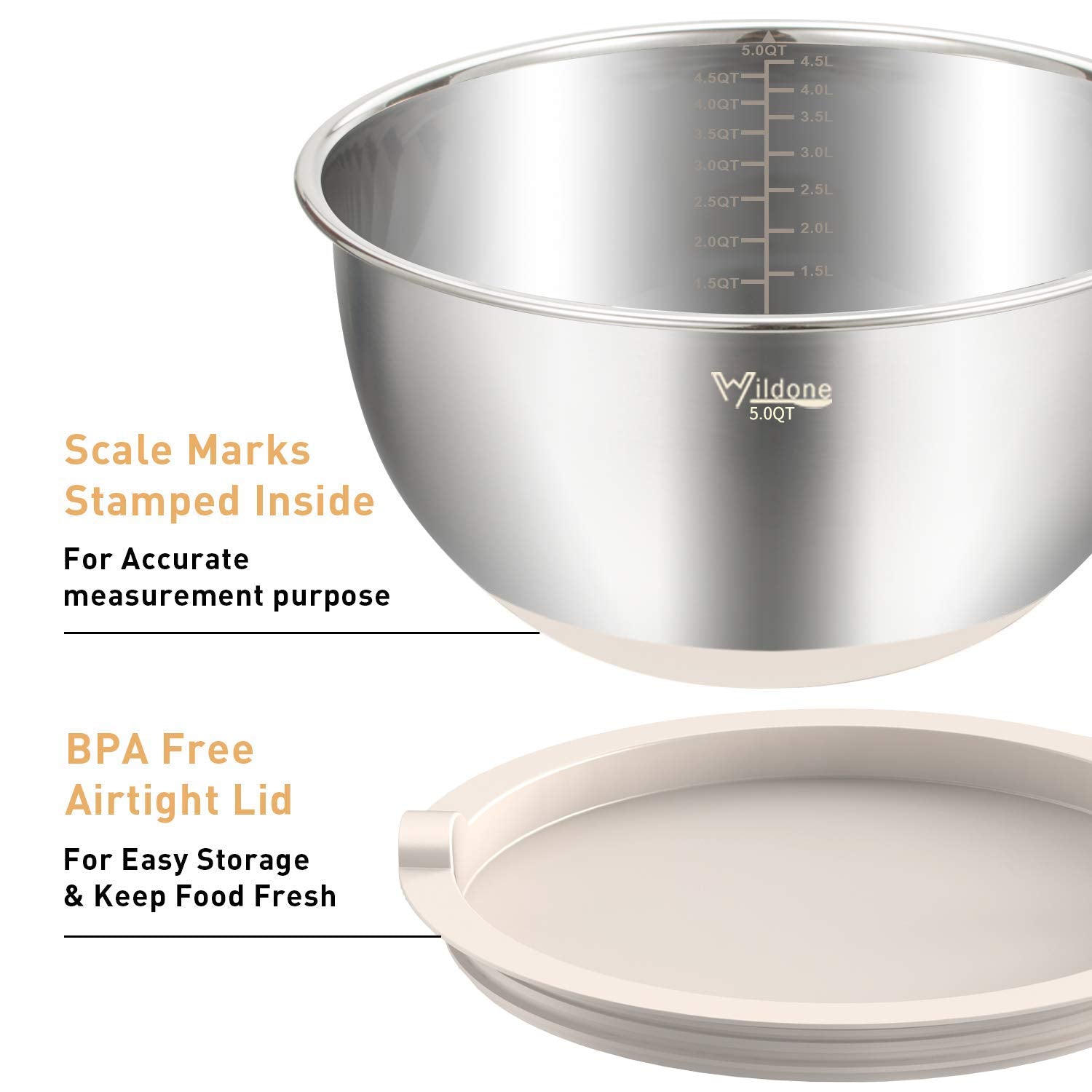 Wildone bowls show non-slip silicone bottoms that keep counter steady while mixing