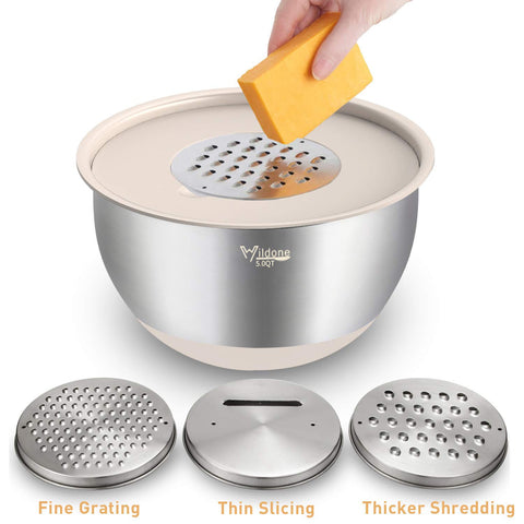 Wildone bowls feature a mirror-finish interior for easy mixing and cleaning