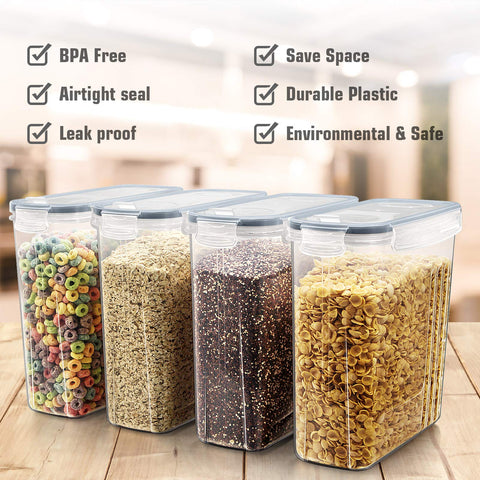 Wildone 4L clear container shows remaining cereal at a glance.