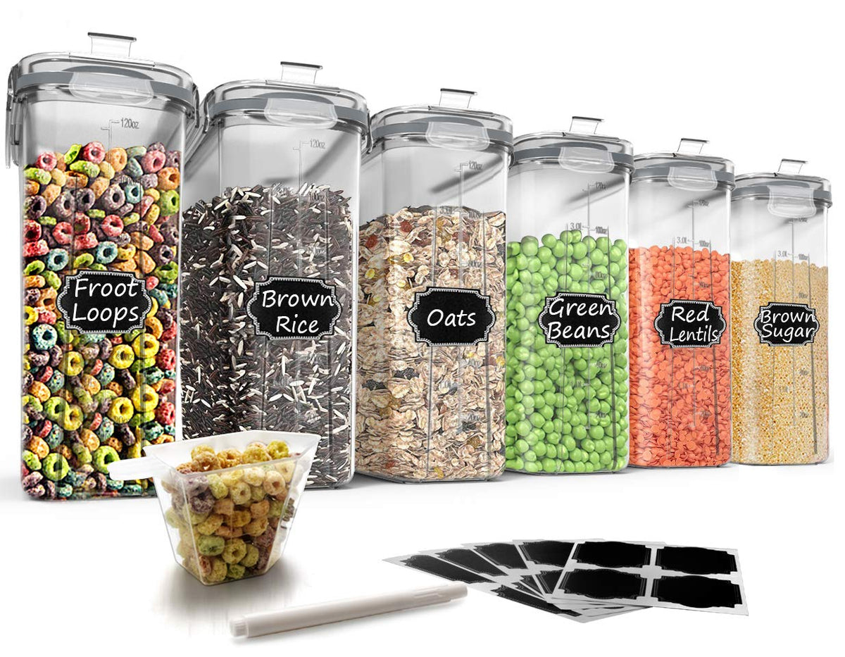 Wildone cereal storage set with locking lids for airtight freshness and easy access.