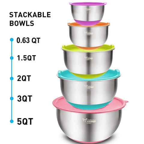 Wildone colorful nesting design saves space in small kitchens.