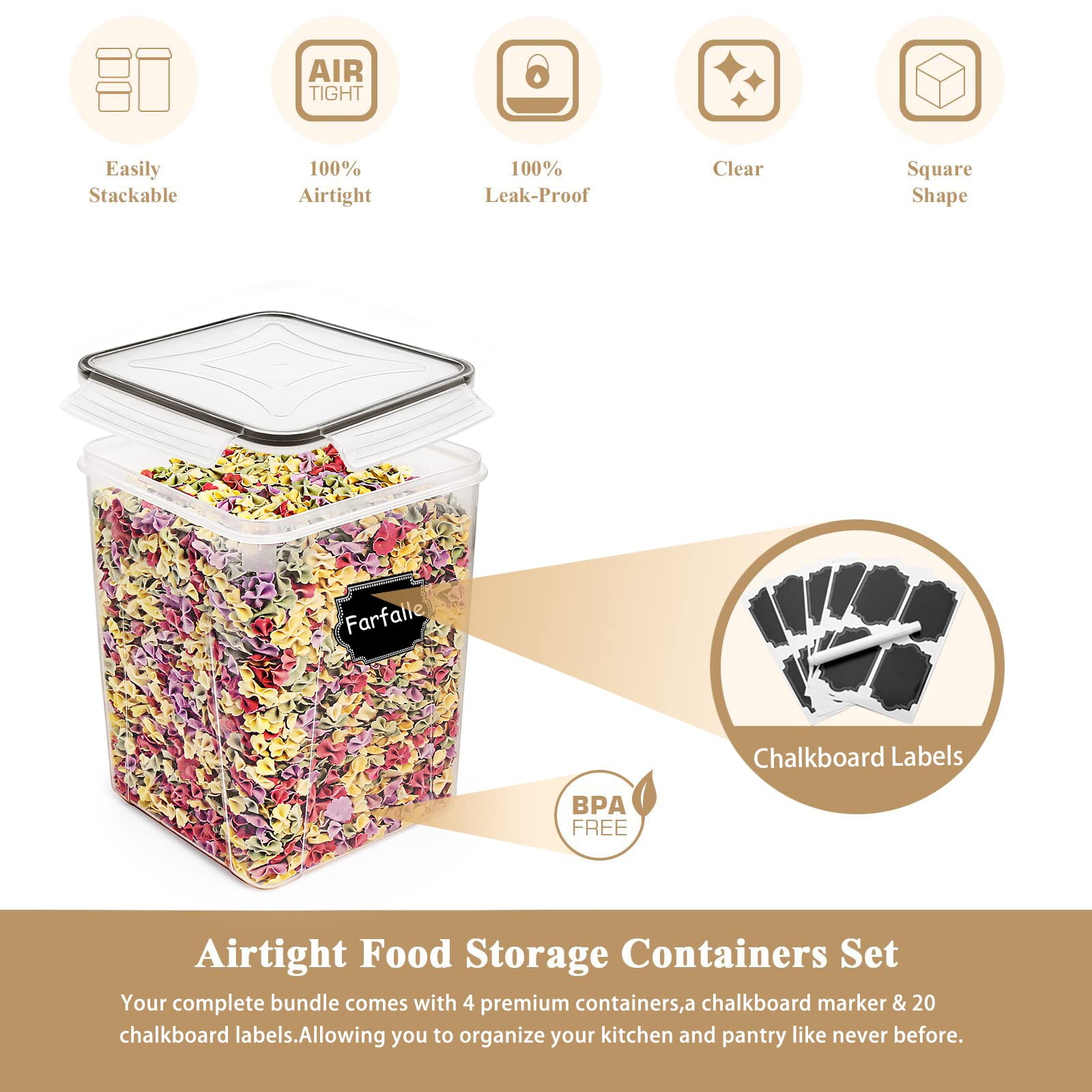 Wildone stackable dry food containers saving pantry space