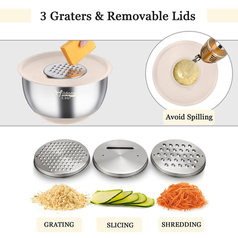 Wildone three grater attachments for slicing, grating, shredding