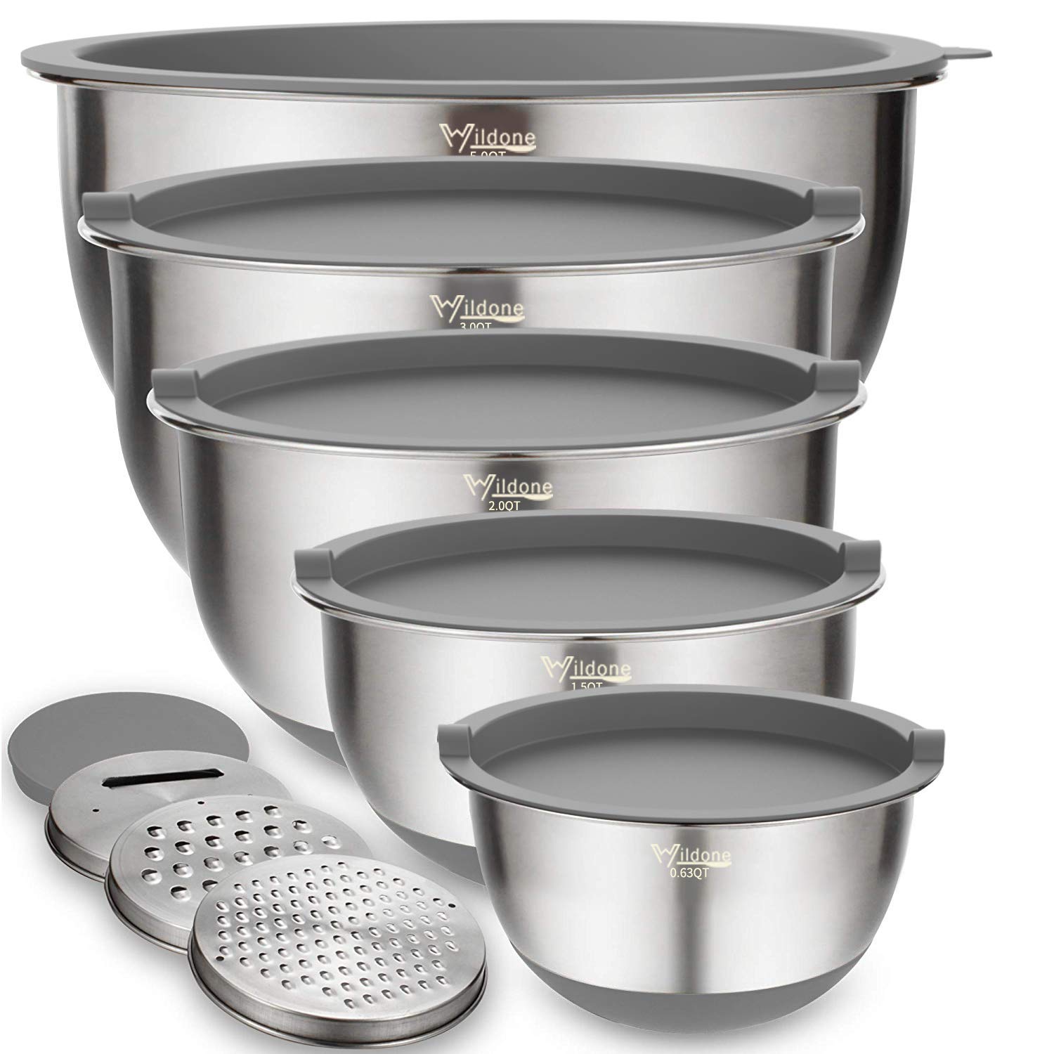 Wildone mixing bowls with airtight lids for organized prep and storage.