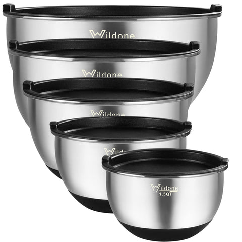 Wildone mixing bowls with airtight lids keep ingredients fresh during meal prep