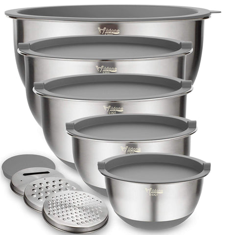 Wildone mixing bowls with airtight lids for organized prep and storage.