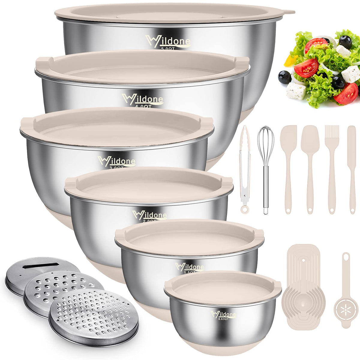 Wildone mixing bowls nest for space saving and quick prep