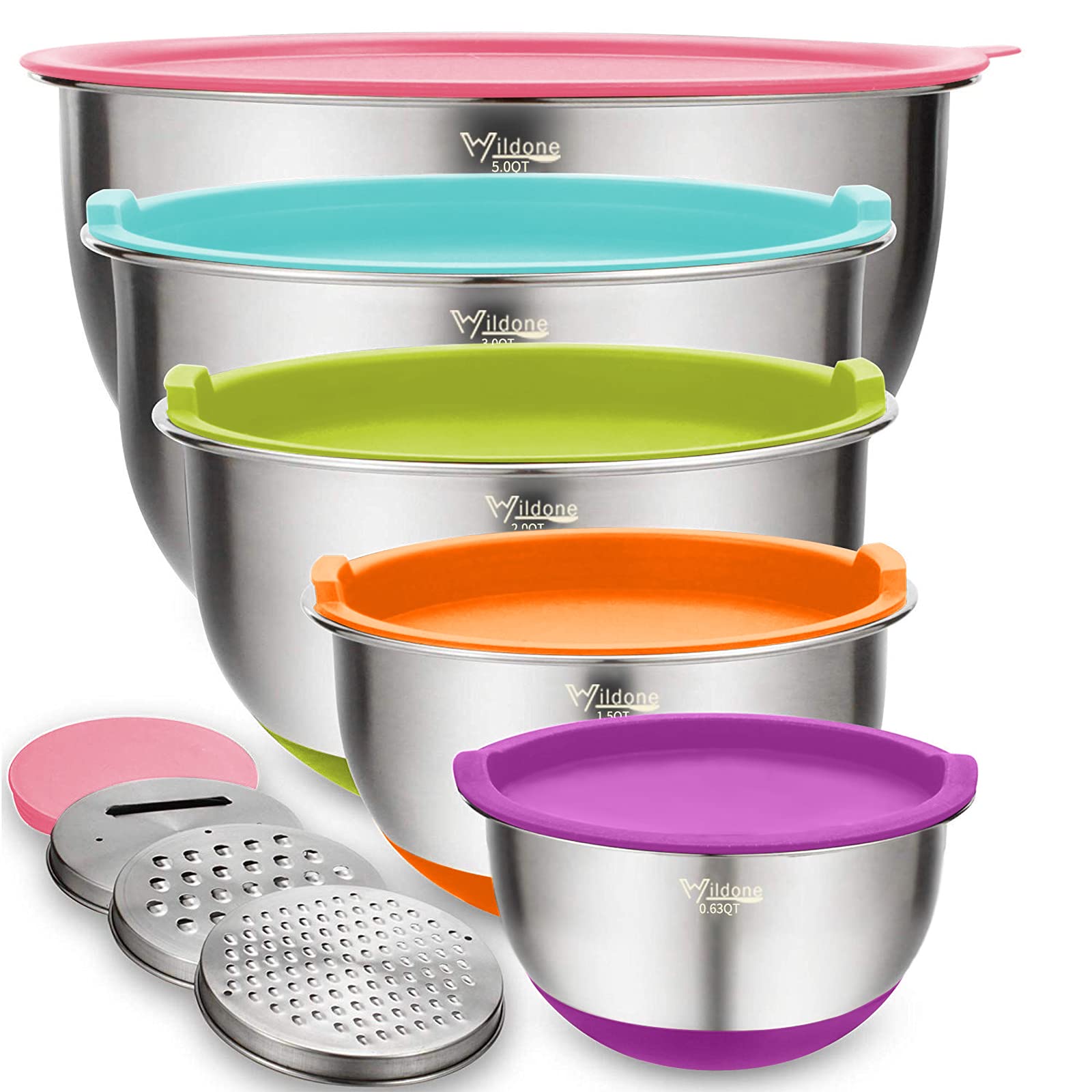 Wildone mixing bowls set assembled for convenient kitchen prep and serving.