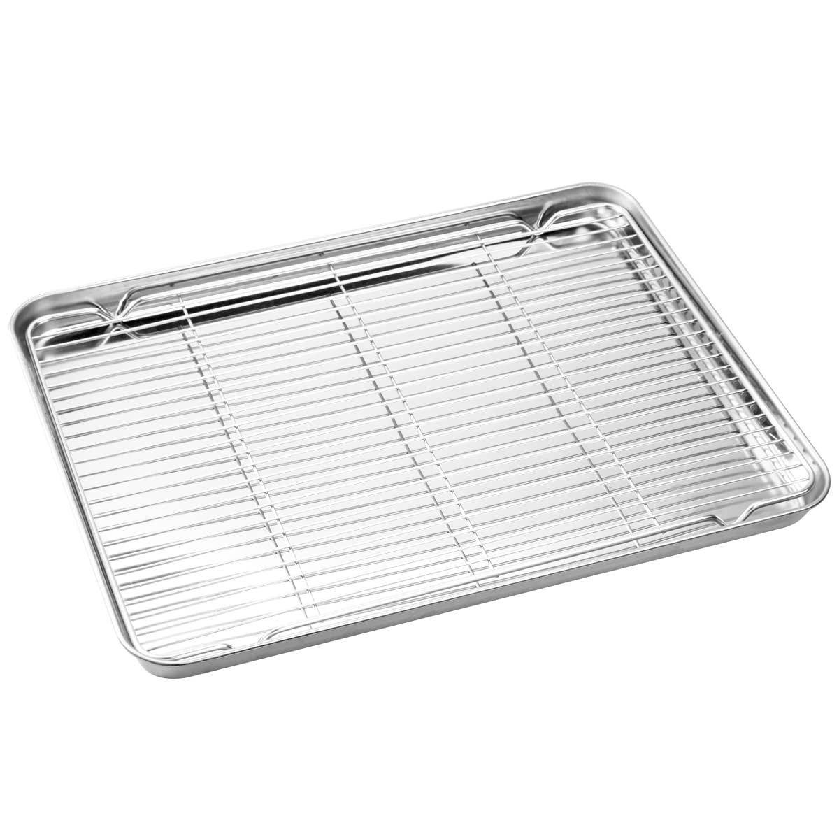 Wildone stainless steel baking tray with mirror finish releases food easily.