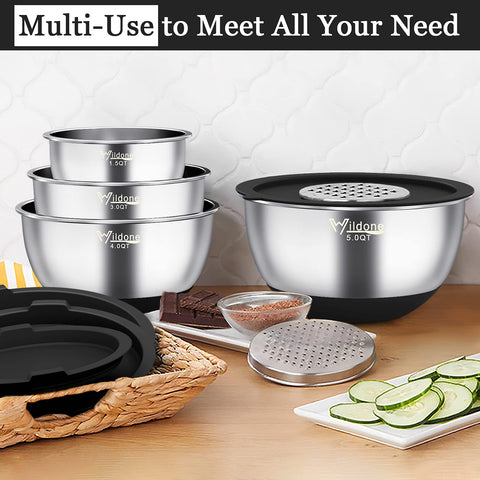 Durable mirror-finish interior and rustproof stainless steel bowls by Wildone