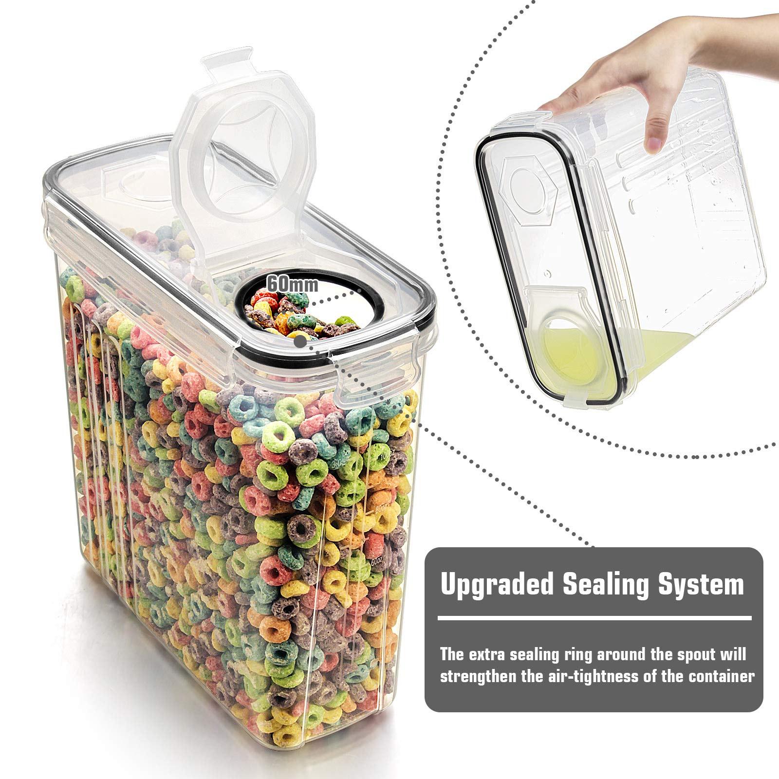 Wildone transparent container body allows at-a-glance pantry stock.