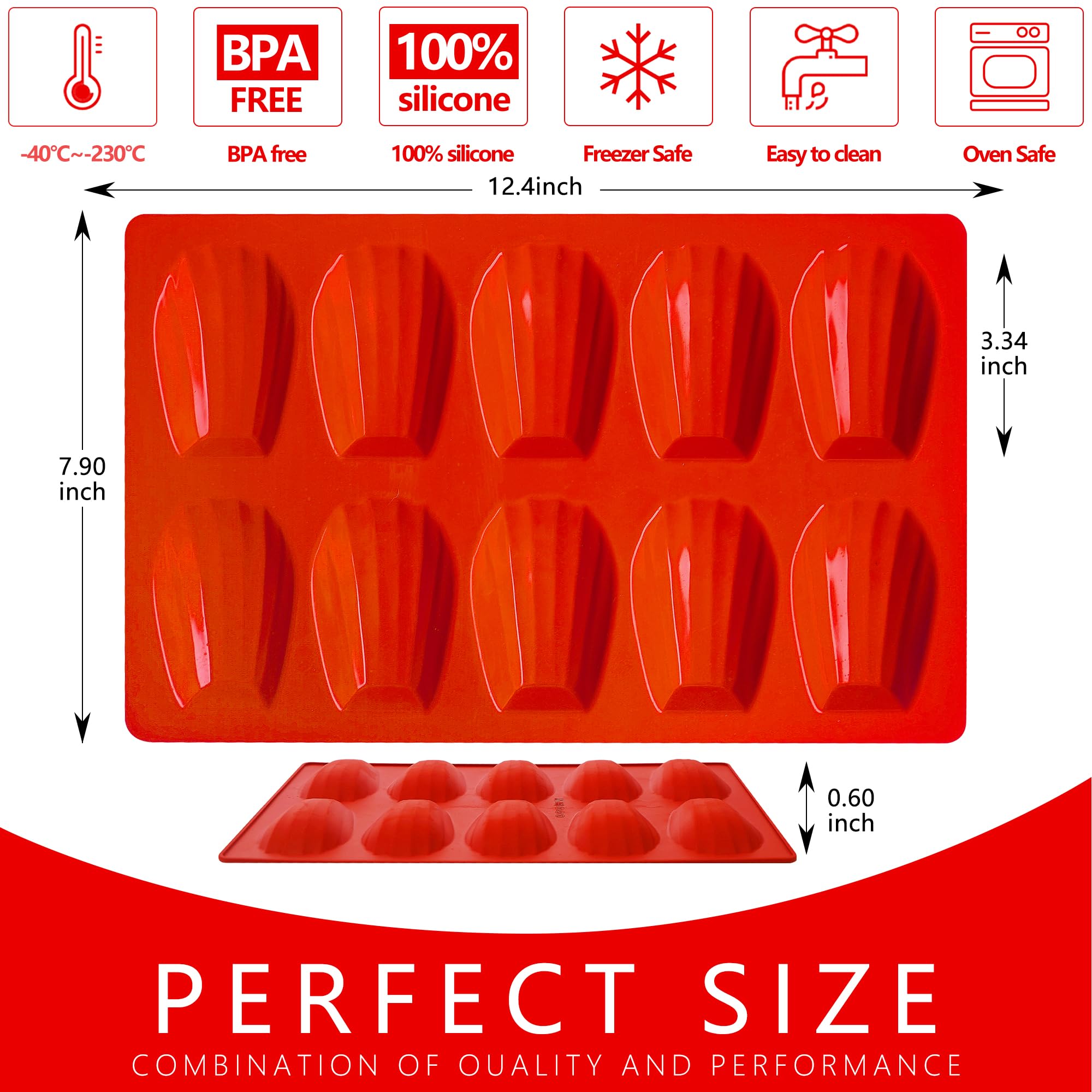 Wilewir silicone Madeleine pan shows non-stick surface for easy release