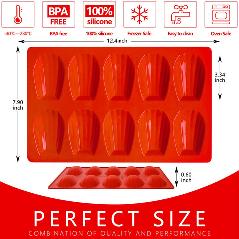 Wilewir silicone Madeleine pan shows non-stick surface for easy release