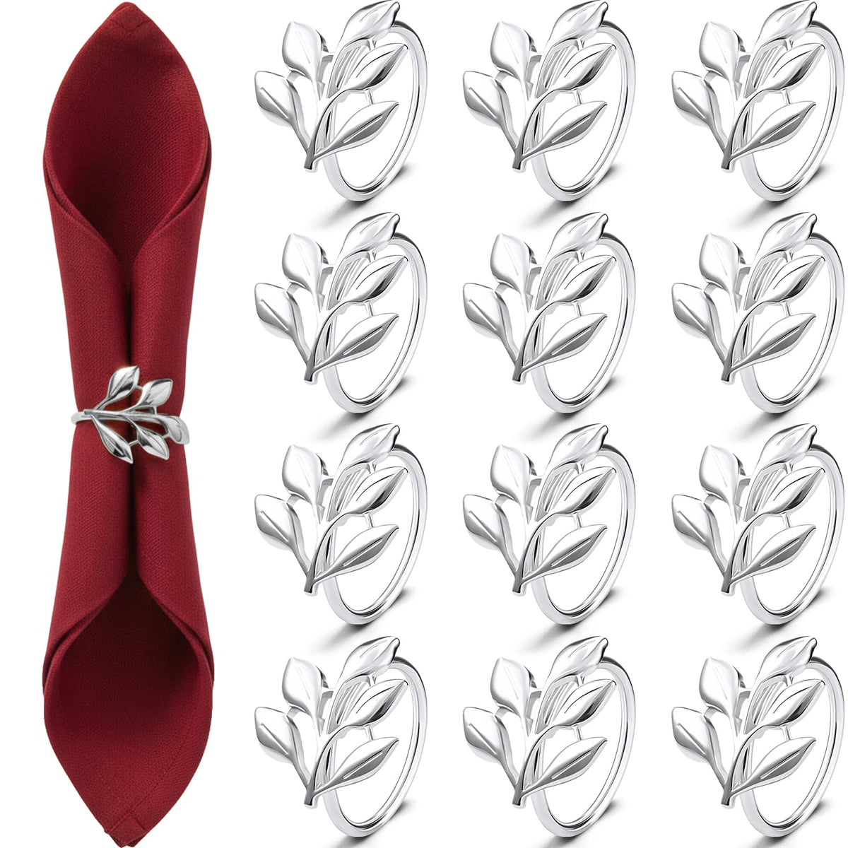Willbond leaf napkin rings in silver for a festive fall tablescape.