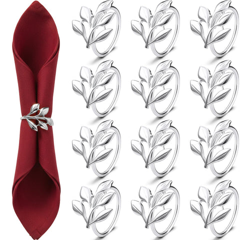 Willbond leaf napkin rings in silver for a festive fall tablescape.