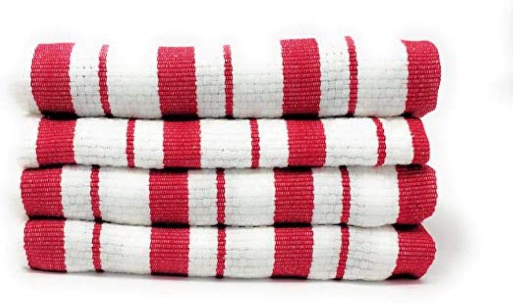 Williams-Sonoma Classic Striped Towels in Claret, Turkish cotton, ideal for dish drying and hand drying.