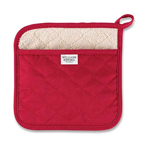 Williams-Sonoma potholder claret red, front view showing heat-ready grip