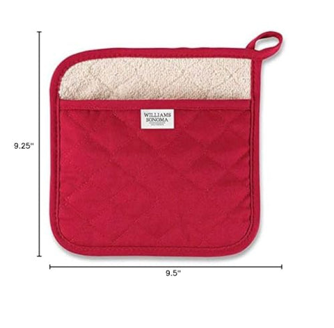 Williams-Sonoma potholder claret red, pocket grip for secure handling of hot pans