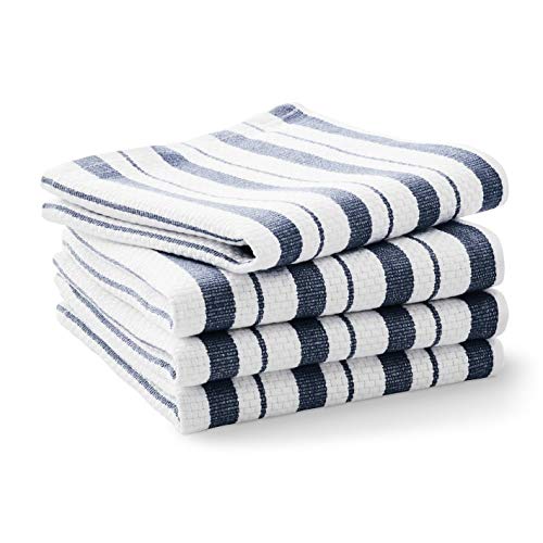 Williams-Sonoma Classic Striped Dishcloths in navy blue, absorbent for everyday dishes.