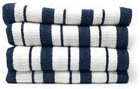 Williams-Sonoma Classic Striped Towels Navy absorbent Turkish cotton for everyday drying.