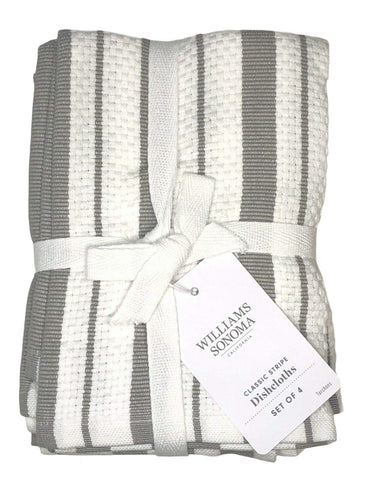 Williams-Sonoma dishcloths in drizzle grey basketweave close-up showing absorbent Turkish cotton.