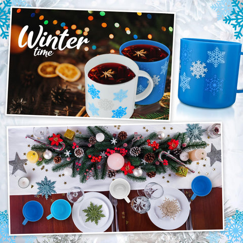 Willinglong winter party mug snowflake design, reusable