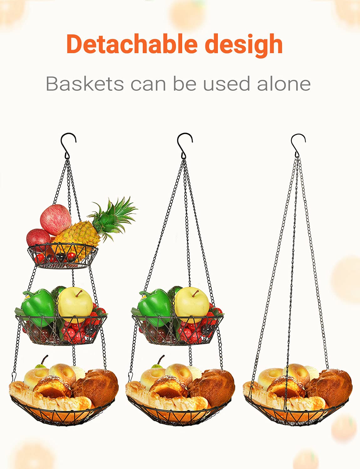 WILLIZTER detachable baskets for versatile serving or display options.