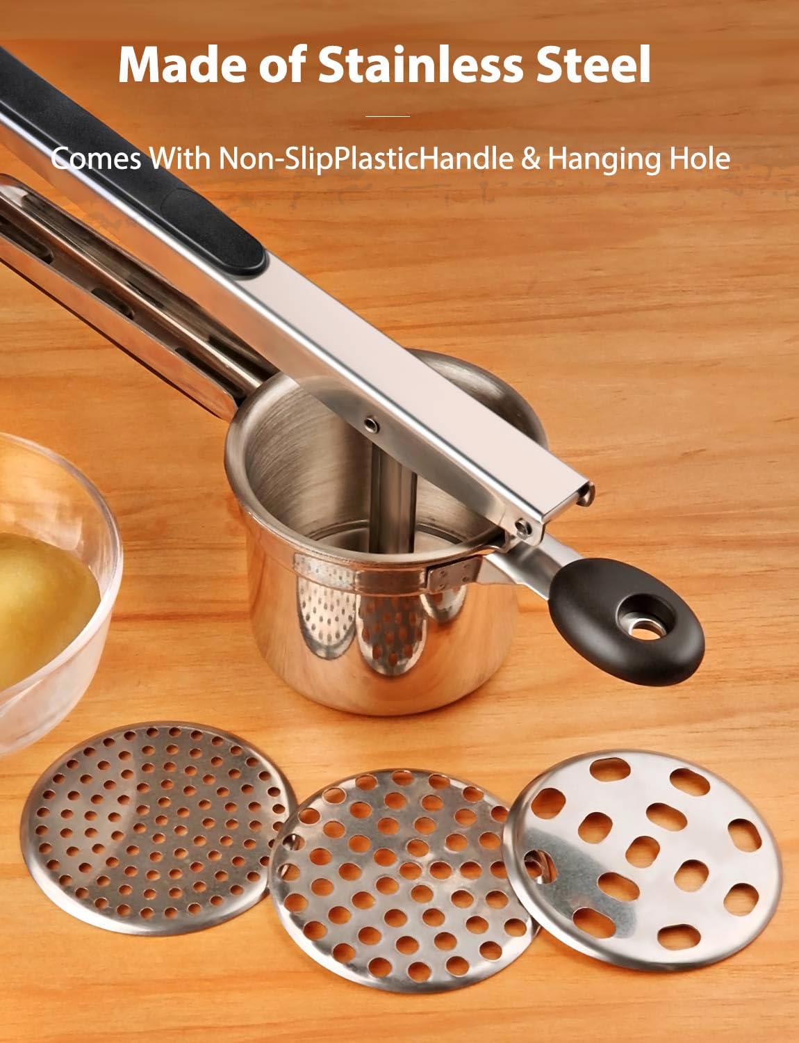 Willizter ricer with fine disc for silky mashed potatoes.