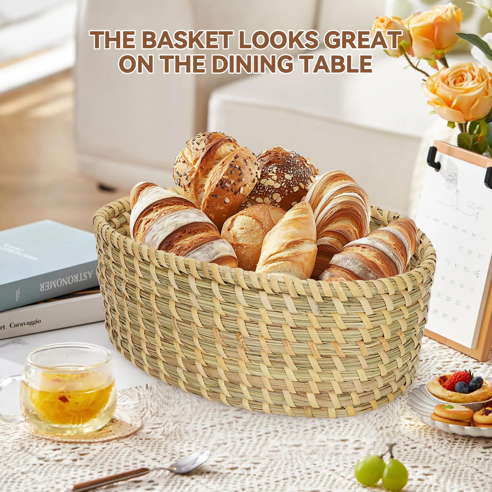 Willow Weave basket fits pastries and fruits for stylish serving.