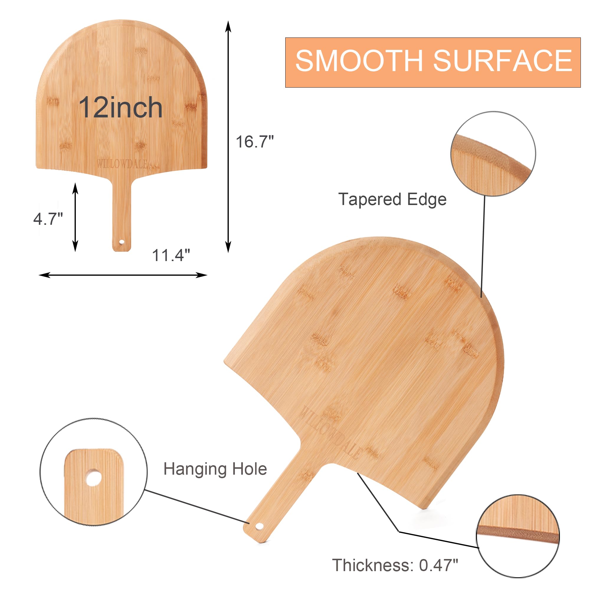 Willowdale 2-pack pizza peels ready for transferring hot pizzas.