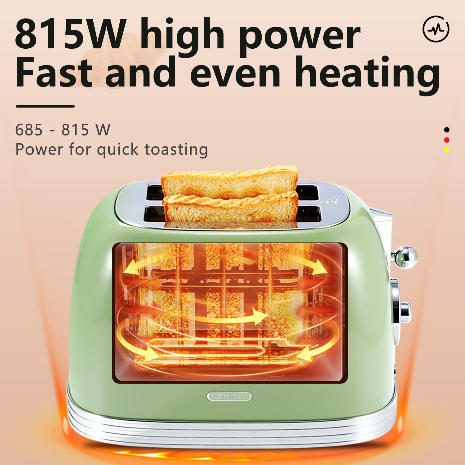 Wiltal Green Retro Toaster countdown display helps time each slice.