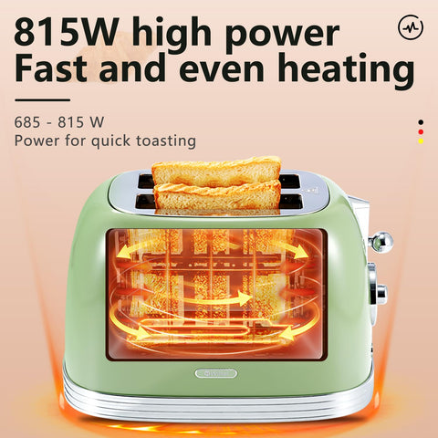 Wiltal Green Retro Toaster countdown display helps time each slice.