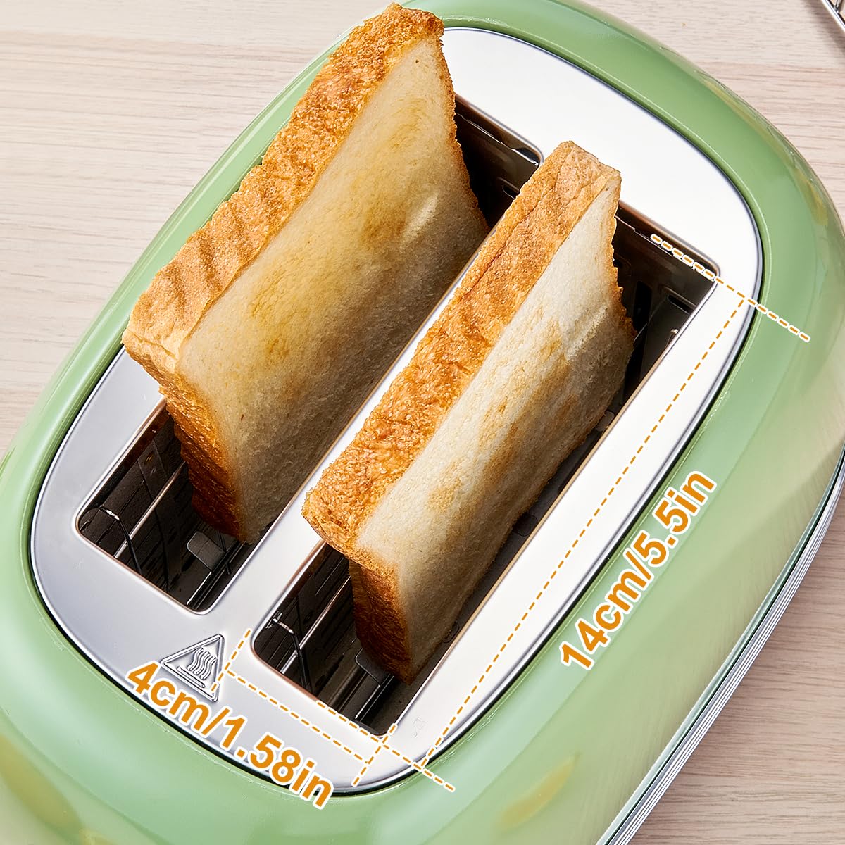 Wiltal Green Retro Toaster warming rack keeps toast warm after toasting.