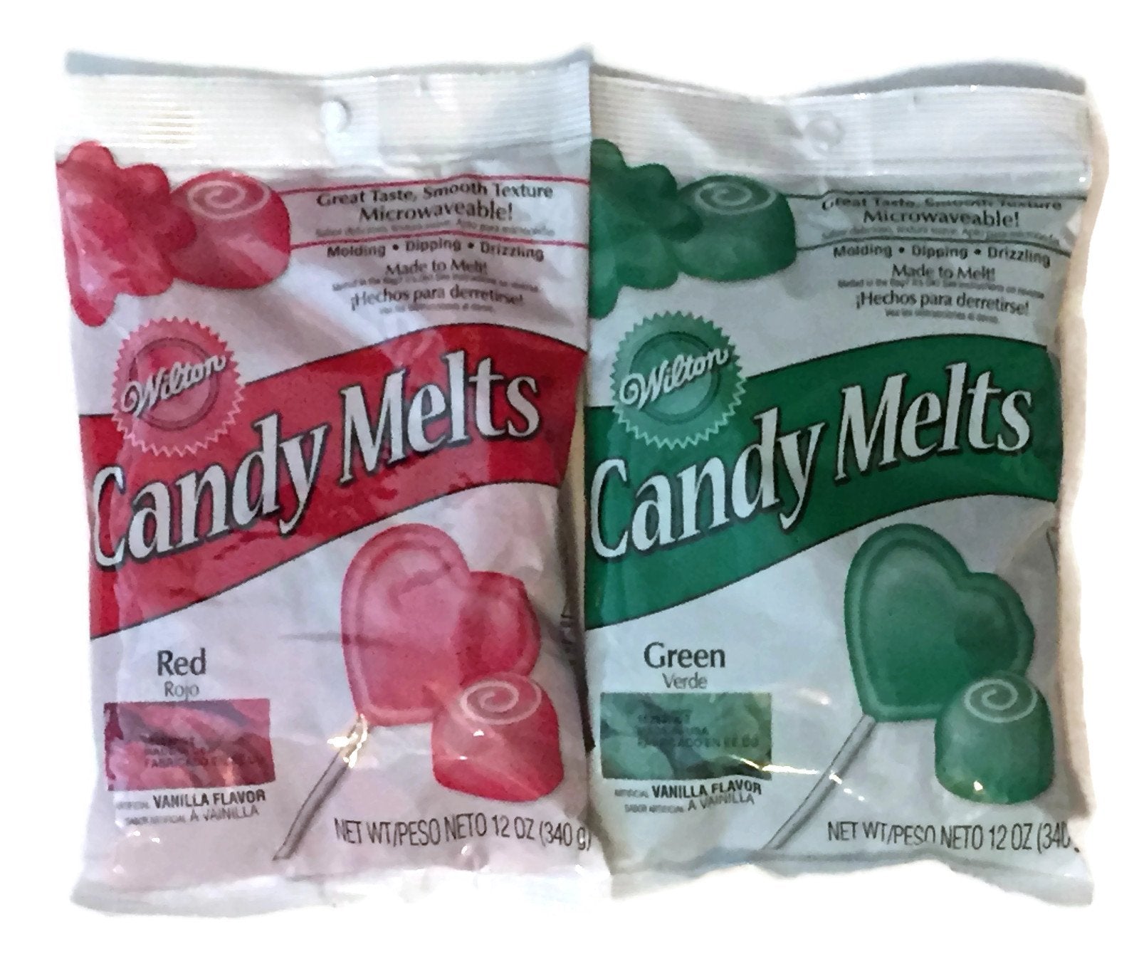 Wilton Candy Melts bundle in red and green for quick holiday decorating