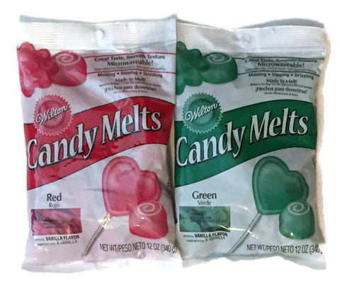 Wilton Candy Melts bundle in red and green for quick holiday decorating