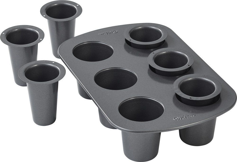 Wilton cookie shot glass pan 6 cavities for playful dessert cups.