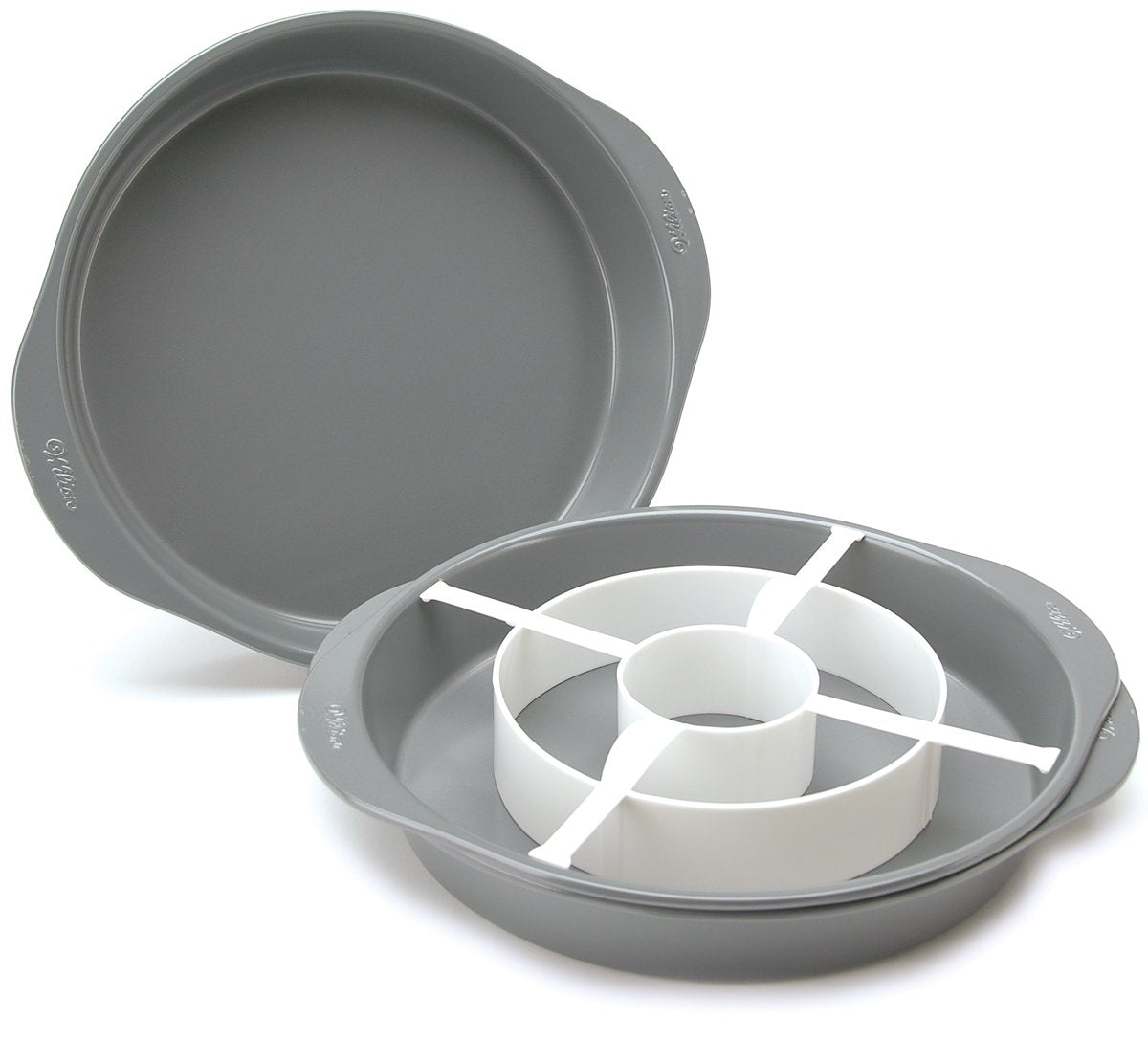 Wilton divider ring inside pan demonstrates checkerboard pattern setup.